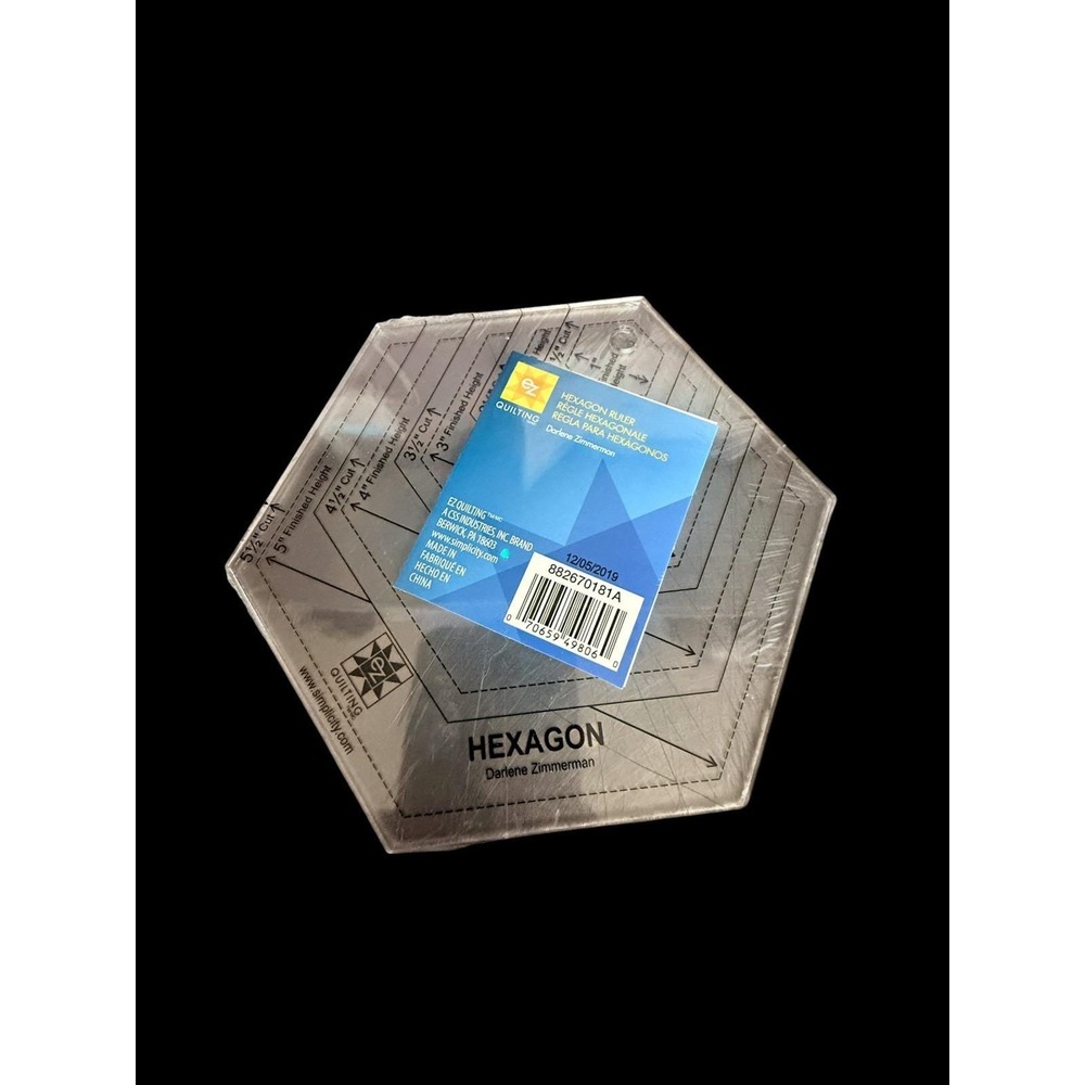 EZ Quilting Hexagon Acrylic Ruler Template for Quilting Patchwork New 5 1/2"